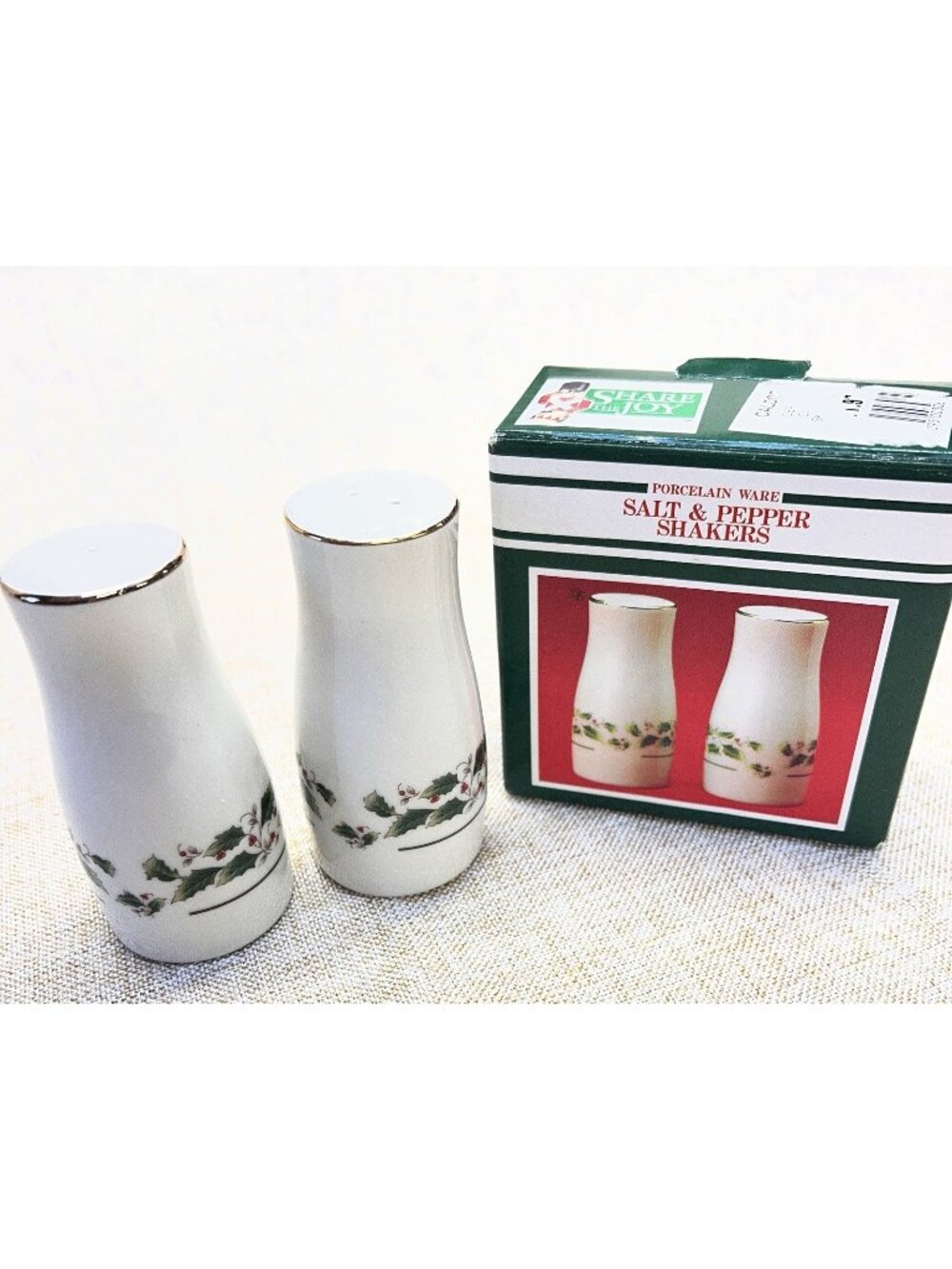 Holly Holiday by Royal Limited Salt and Pepper Shaker Set Caldor Vintage